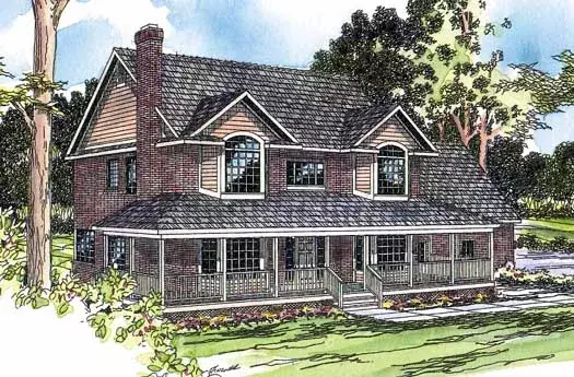 Country house plans 17-194 - front exterior, 2,678 sq ft, 4 bed, 2 bath house plans | Monster House Plans