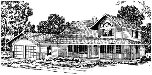 Farmhouse house plans 17-197 - front exterior, 2,557 sq ft, 4 bed, 2 bath house plans | Monster House Plans
