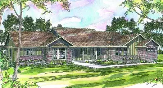 Ranch house plans 17-209 - front exterior, 2,339 sq ft, 4 bed, 3 bath house plans | Monster House Plans
