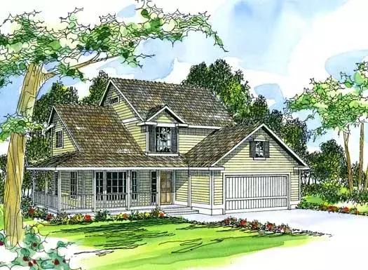 Country house plans 17-214 - front exterior, 1,972 sq ft, 4 bed, 2 bath house plans | Monster House Plans