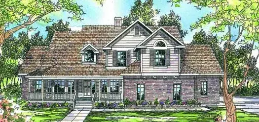 Country house plans 17-217 - front exterior, 2,486 sq ft, 3 bed, 2 bath house plans | Monster House Plans
