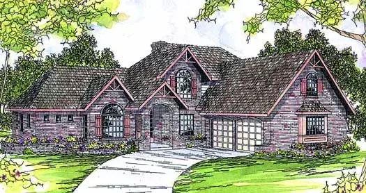 European house plans 17-218 - front exterior, 2,998 sq ft, 3 bed, 2 bath house plans | Monster House Plans