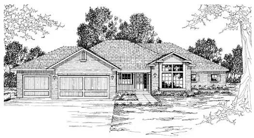 Traditional house plans 17-221 - front exterior, 2,609 sq ft, 4 bed, 2 bath house plans | Monster House Plans