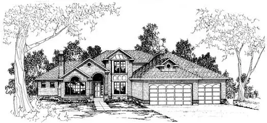 European house plans 17-222 - front exterior, 2,771 sq ft, 3 bed, 2 bath house plans | Monster House Plans