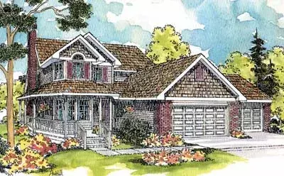 Country house plans 17-235 - front exterior, 2,540 sq ft, 4 bed, 3 bath house plans | Monster House Plans