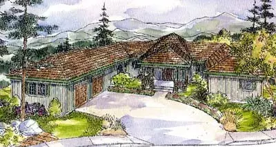 Northwest house plans 17-250 - front exterior, 2,385 sq ft, 2 bed, 2 bath house plans | Monster House Plans