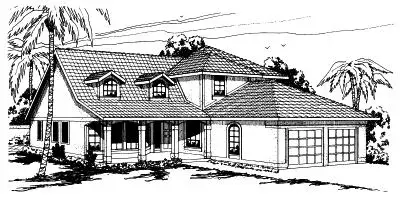 Southwest house plans 17-262 - front exterior, 2,171 sq ft, 3 bed, 2 bath house plans | Monster House Plans