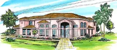 Mediterranean house plans 17-275 - front exterior, 3,326 sq ft, 5 bed, 3 bath house plans | Monster House Plans