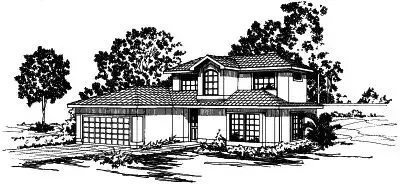 Southwest house plans 17-288 - front exterior, 1,409 sq ft, 3 bed, 2 bath house plans | Monster House Plans