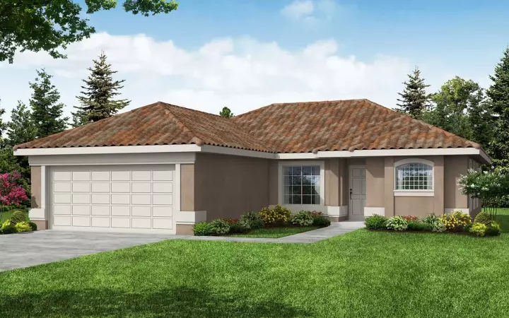 Mediterranean house plans 17-290 - front exterior, 1,352 sq ft, 3 bed, 2 bath house plans | Monster House Plans