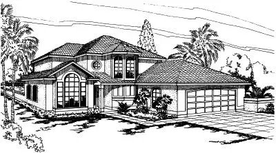 Mediterranean house plans 17-291 - front exterior, 1,967 sq ft, 3 bed, 2 bath house plans | Monster House Plans