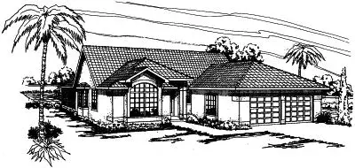 Southwest house plans 17-298 - front exterior, 1,966 sq ft, 4 bed, 2 bath house plans | Monster House Plans
