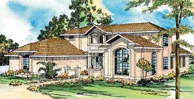 Mediterranean house plans 17-303 - front exterior, 2,607 sq ft, 3 bed, 3 bath house plans | Monster House Plans