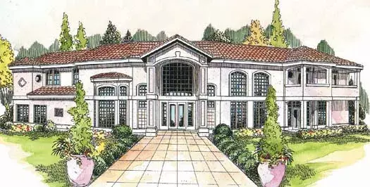 Mediterranean house plans 17-308 - front exterior, 3,509 sq ft, 3 bed, 3 bath house plans | Monster House Plans