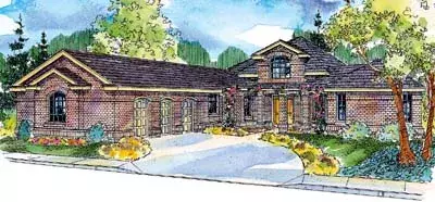 European house plans 17-312 - front exterior, 3,026 sq ft, 3 bed, 3 bath house plans | Monster House Plans