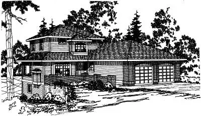 Contemporary house plans 17-325 - front exterior, 2,443 sq ft, 3 bed, 2 bath house plans | Monster House Plans