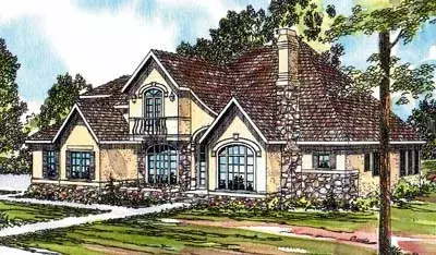 European house plans 17-326 - front exterior, 3,129 sq ft, 4 bed, 3 bath house plans | Monster House Plans