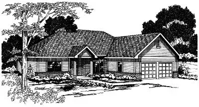 Traditional house plans 17-330 - front exterior, 2,040 sq ft, 3 bed, 2 bath house plans | Monster House Plans