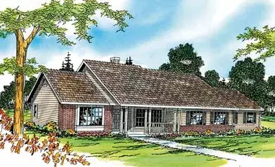 Ranch house plans 17-333 - front exterior, 1,951 sq ft, 3 bed, 2 bath house plans | Monster House Plans