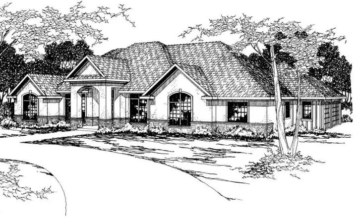Southwest house plans 17-339 - front exterior, 3,032 sq ft, 4 bed, 3 bath house plans | Monster House Plans