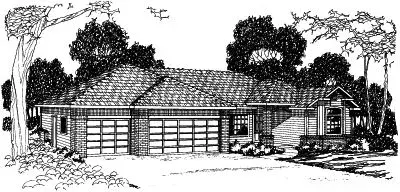 Traditional house plans 17-345 - front exterior, 1,711 sq ft, 3 bed, 2 bath house plans | Monster House Plans