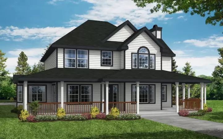 Farmhouse house plans 17-346 - front exterior, 2,156 sq ft, 3 bed, 2 bath house plans | Monster House Plans