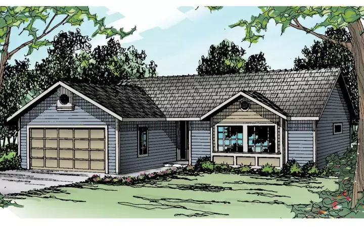 Traditional house plans 17-347 - front exterior, 1,156 sq ft, 3 bed, 2 bath house plans | Monster House Plans