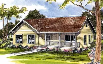 Country house plans 17-361 - front exterior, 1,328 sq ft, 3 bed, 2 bath house plans | Monster House Plans