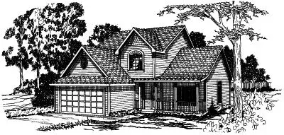 Country house plans 17-364 - front exterior, 1,753 sq ft, 3 bed, 2 bath house plans | Monster House Plans