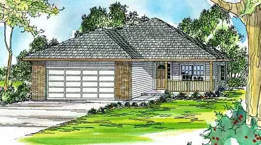 Traditional house plans 17-380 - front exterior, 1,632 sq ft, 3 bed, 2 bath house plans | Monster House Plans