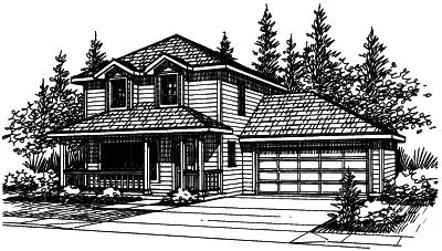 Northwest house plans 17-382 - front exterior, 1,521 sq ft, 3 bed, 2 bath house plans | Monster House Plans