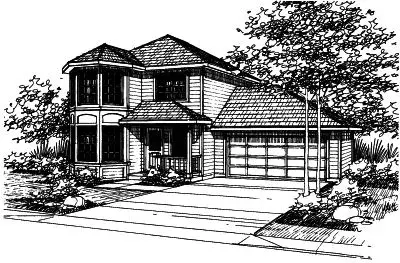 Northwest house plans 17-383 - front exterior, 1,427 sq ft, 3 bed, 2 bath house plans | Monster House Plans