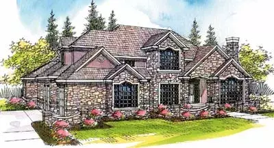 European house plans 17-385 - front exterior, 4,030 sq ft, 4 bed, 3 bath house plans | Monster House Plans