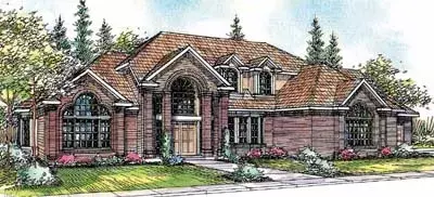 European house plans 17-386 - front exterior, 3,649 sq ft, 4 bed, 3 bath house plans | Monster House Plans
