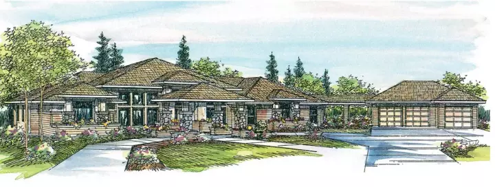 Modern house plans 17-387 - front exterior, 3,065 sq ft, 3 bed, 3 bath house plans | Monster House Plans