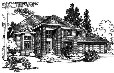Traditional house plans 17-398 - front exterior, 2,510 sq ft, 3 bed, 2 bath house plans | Monster House Plans