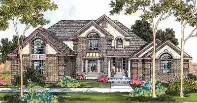 European house plans 17-412 - front exterior, 3,541 sq ft, 3 bed, 3 bath house plans | Monster House Plans