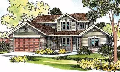 Country house plans 17-421 - front exterior, 1,976 sq ft, 3 bed, 2 bath house plans | Monster House Plans