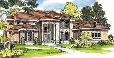 Mediterranean house plans 17-424 - front exterior, 4,566 sq ft, 4 bed, 4 bath house plans | Monster House Plans