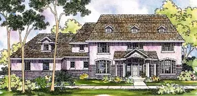 Early American house plans 17-430 - front exterior, 4,022 sq ft, 4 bed, 4 bath house plans | Monster House Plans