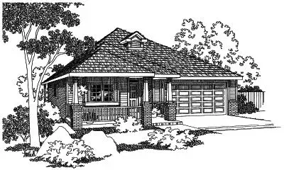 Traditional house plans 17-433 - front exterior, 1,598 sq ft, 3 bed, 2 bath house plans | Monster House Plans