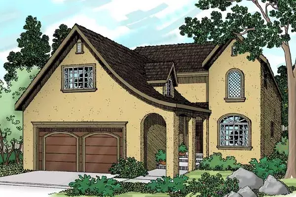 French Country house plans 17-438 - front exterior, 2,192 sq ft, 4 bed, 2 bath house plans | Monster House Plans