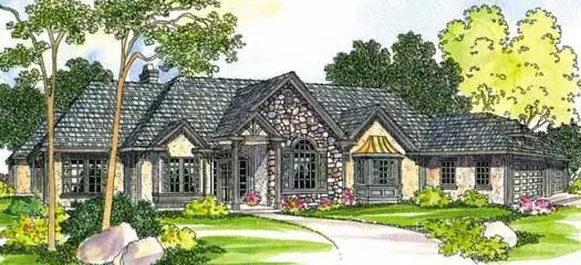 European house plans 17-451 - front exterior, 2,927 sq ft, 3 bed, 3 bath house plans | Monster House Plans