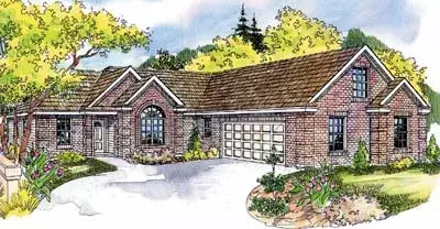 European house plans 17-454 - front exterior, 2,174 sq ft, 3 bed, 2 bath house plans | Monster House Plans