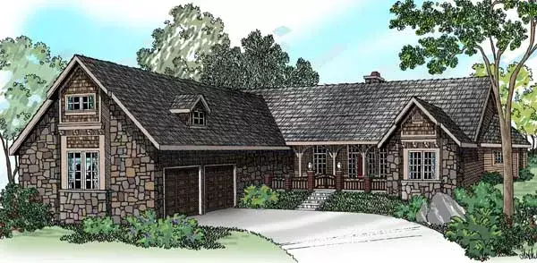 English Country house plans 17-464 - front exterior, 3,072 sq ft, 4 bed, 2 bath house plans | Monster House Plans