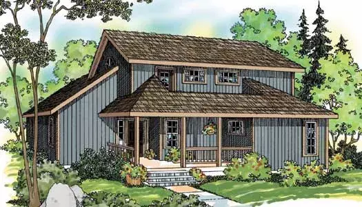 Contemporary house plans 17-469 - front exterior, 1,611 sq ft, 2 bed, 2 bath house plans | Monster House Plans