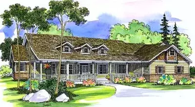 Ranch house plans 17-472 - front exterior, 3,141 sq ft, 3 bed, 2 bath house plans | Monster House Plans