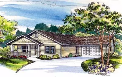 Craftsman house plans 17-484 - front exterior, 1,321 sq ft, 3 bed, 2 bath house plans | Monster House Plans