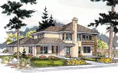 Mediterranean house plans 17-485 - front exterior, 2,602 sq ft, 3 bed, 3 bath house plans | Monster House Plans