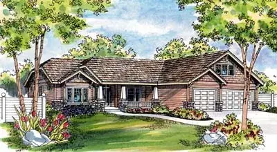 Craftsman house plans 17-486 - front exterior, 2,759 sq ft, 4 bed, 2 bath house plans | Monster House Plans